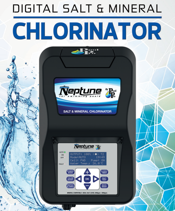 Neptune NDC25 Digital Chlorinator, self cleaning, 25g, up to 65,000L.