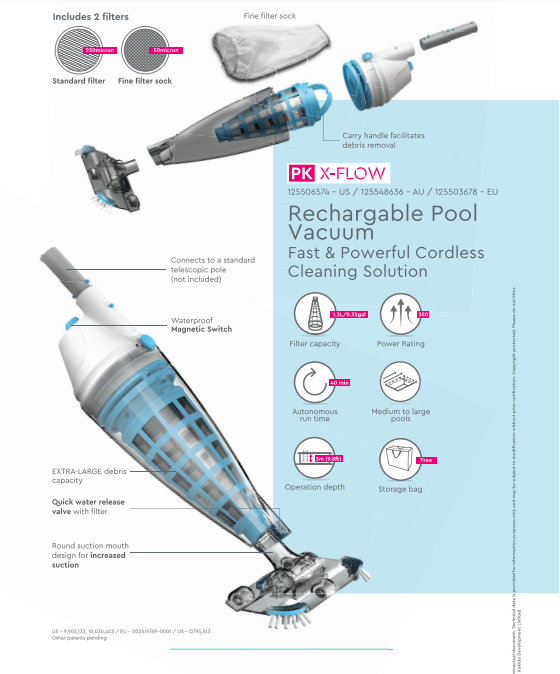 BWT PK X-Flow Rechargeable Pool Vacuum