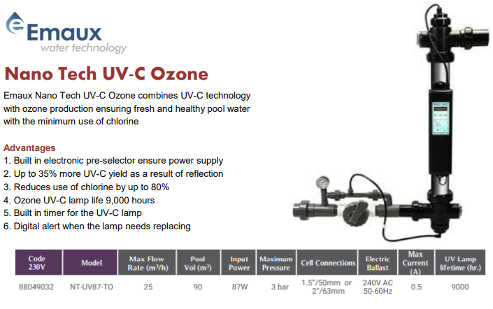 Emaux Nano Tech UV-C Ozone