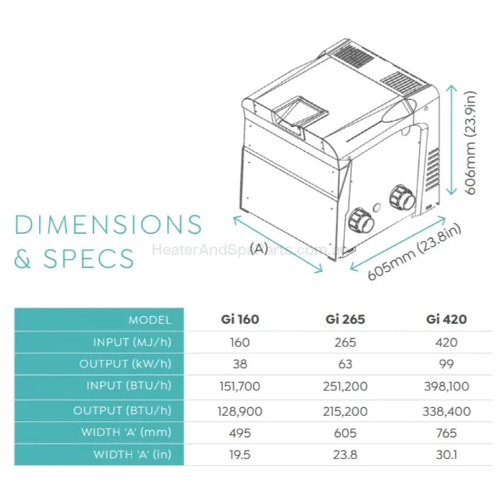 INSNRG Gi Gas Pool and Spa Heaters - GI160 GI265 GI420